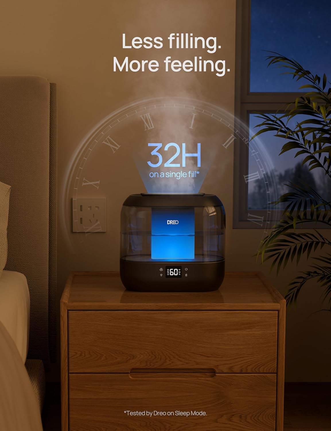 Smart Humidifier for Bedroom, 4L Cool Mist Humidifier for Home Baby, Humidity Sensor, Auto Mode, 32H Last, Oil Diffuser, 28Db Quiet Ultrasonic Humidifiers for Large Room Indoor, Works with Alexa