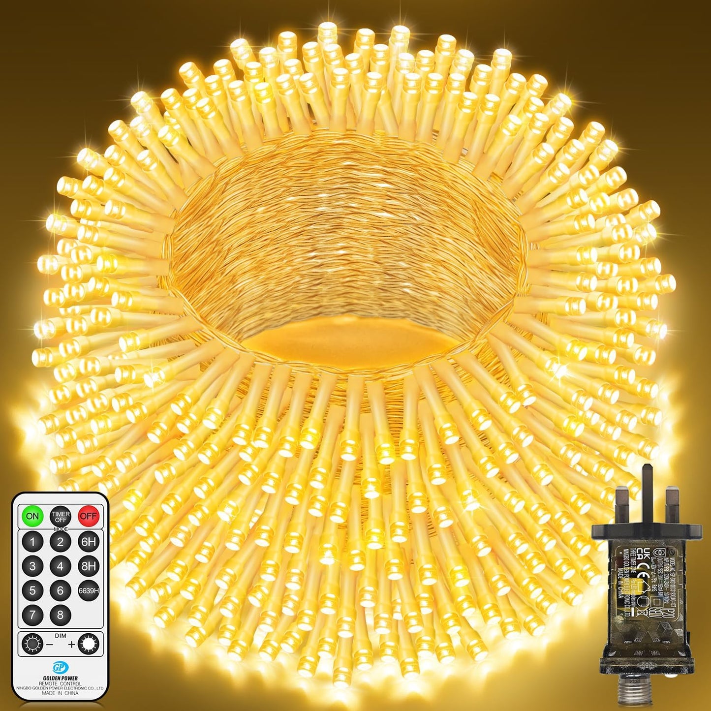 403 FT 1000 LED String Lights Outdoor Fairy Lights Plug in Super Long Christmas Lights with Remote Timer 8 Modes for Xmas Tree Yard outside Garden House Party Wedding Decoration-Warm White