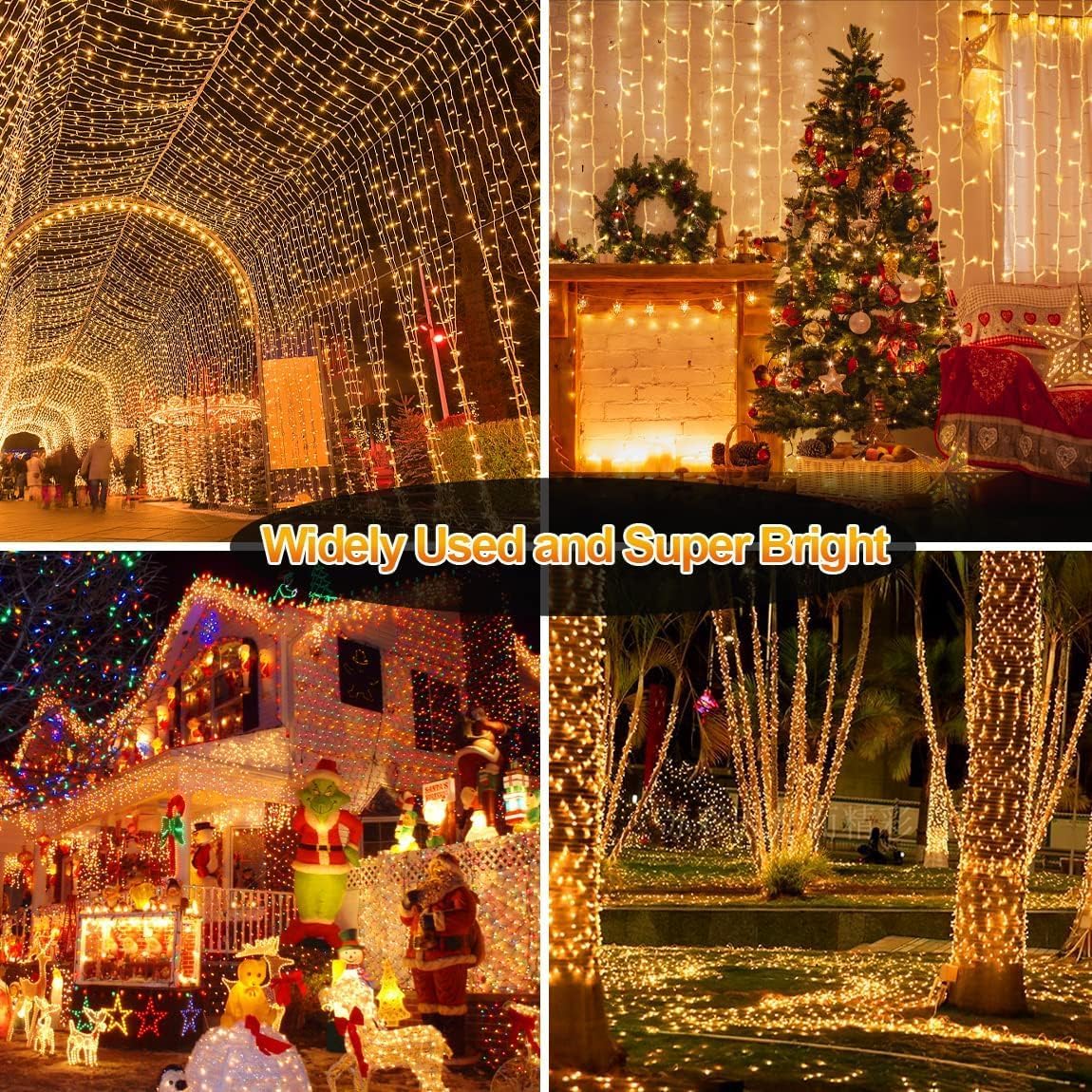 403 FT 1000 LED String Lights Outdoor Fairy Lights Plug in Super Long Christmas Lights with Remote Timer 8 Modes for Xmas Tree Yard outside Garden House Party Wedding Decoration-Warm White