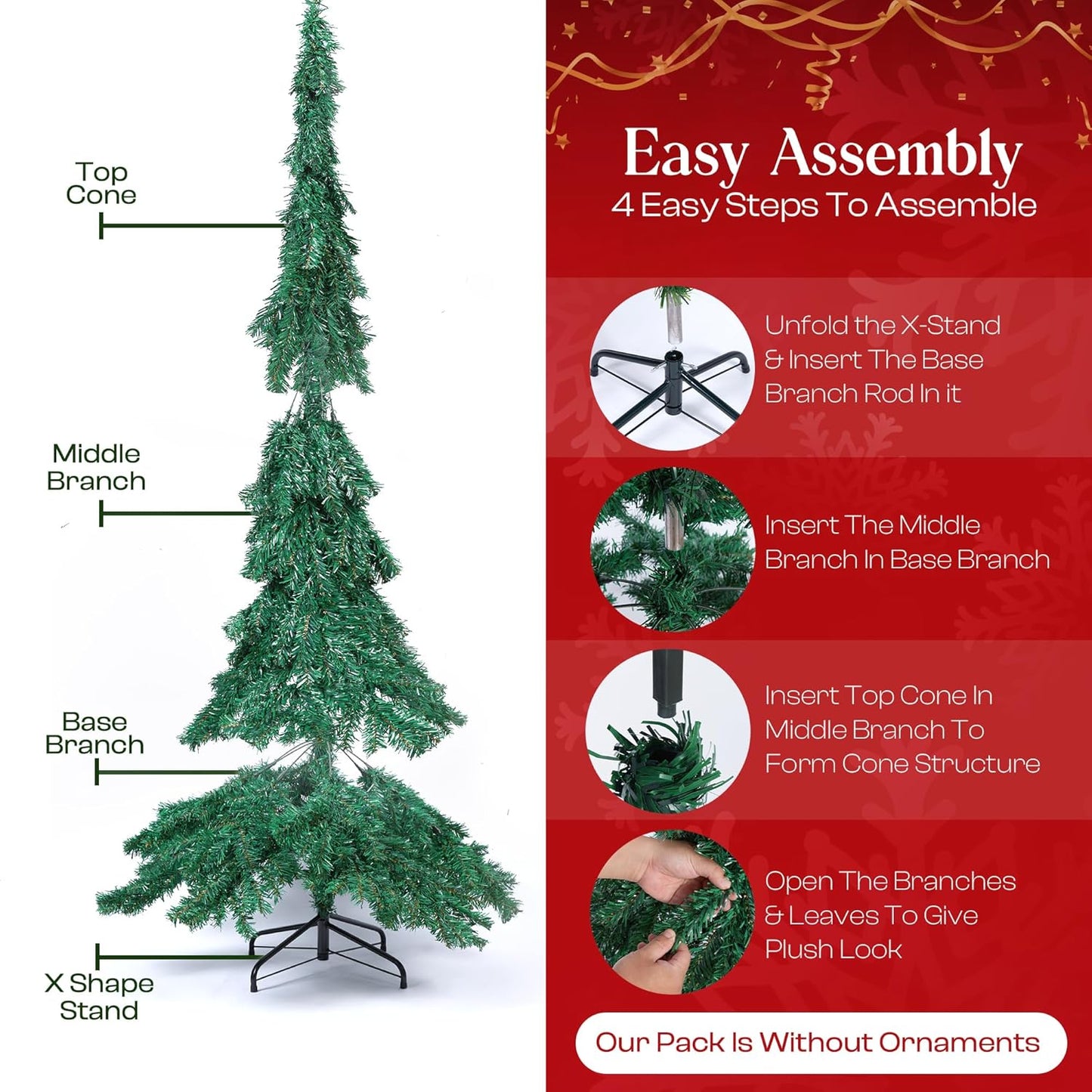 KLASS 6Ft Christmas Tree 700 Tips Lush Xmas Tree Premium PVC Realistic Artificial Christmas Tree with Metal Stand, Green Christmas Trees in 4Ft, 5Ft, 6 Ft 7Ft Sizes Perfect Christmas Decoration (6Ft)