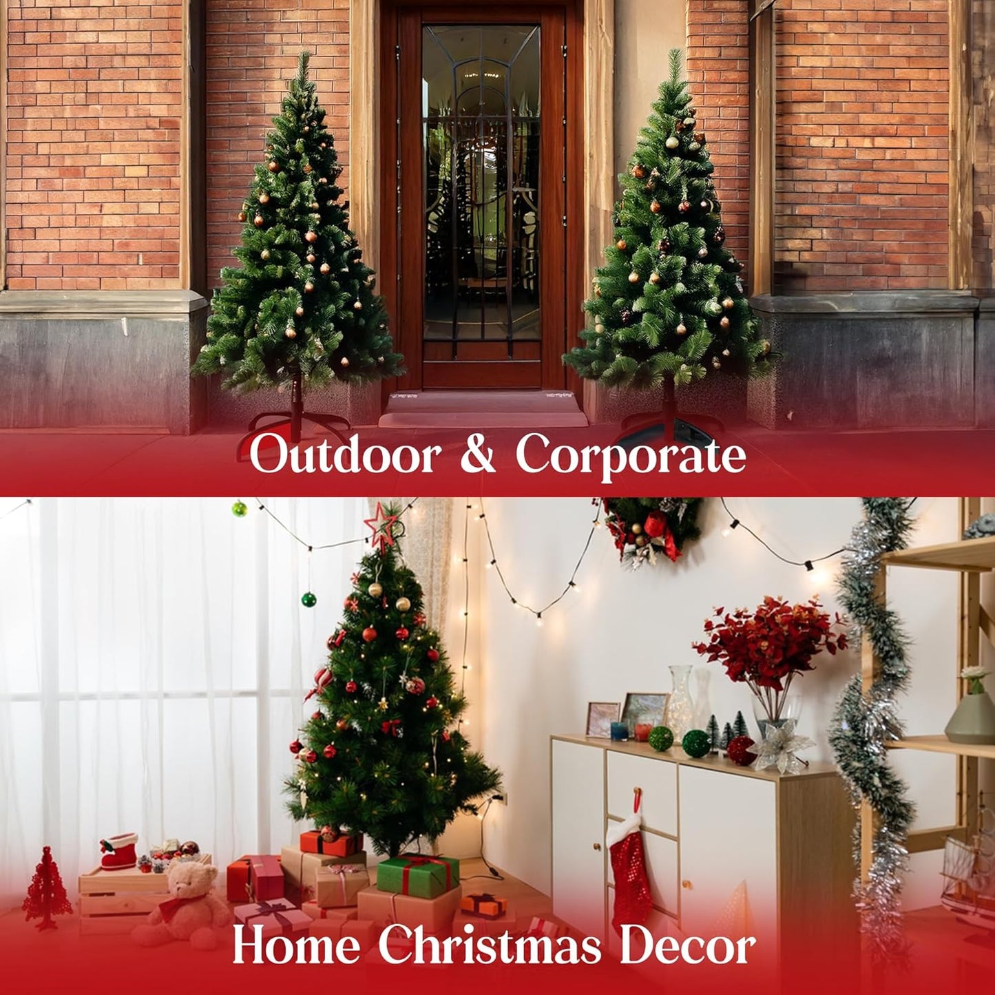 KLASS 6Ft Christmas Tree 700 Tips Lush Xmas Tree Premium PVC Realistic Artificial Christmas Tree with Metal Stand, Green Christmas Trees in 4Ft, 5Ft, 6 Ft 7Ft Sizes Perfect Christmas Decoration (6Ft)