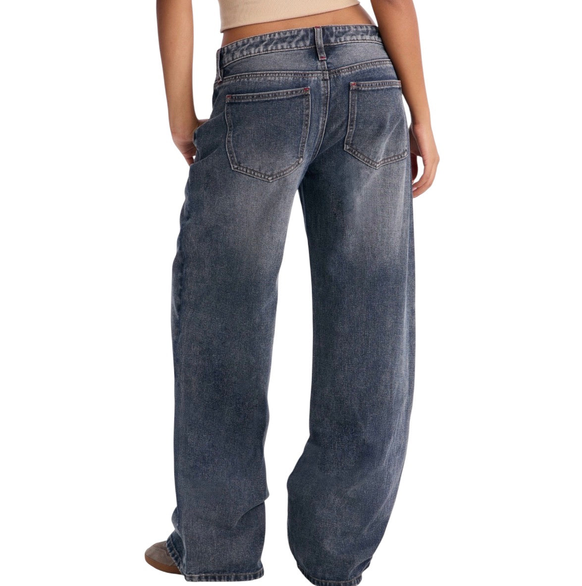 The 412 Low Rise Rigid Wide Leg Jeans Dark Wash
