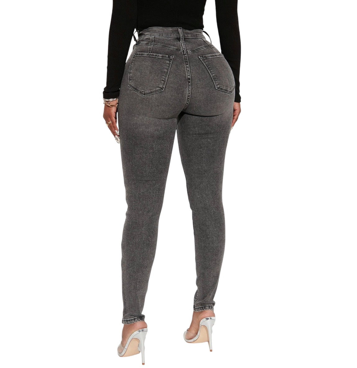 Living Life High Stretch Skinny Jeans Black Wash