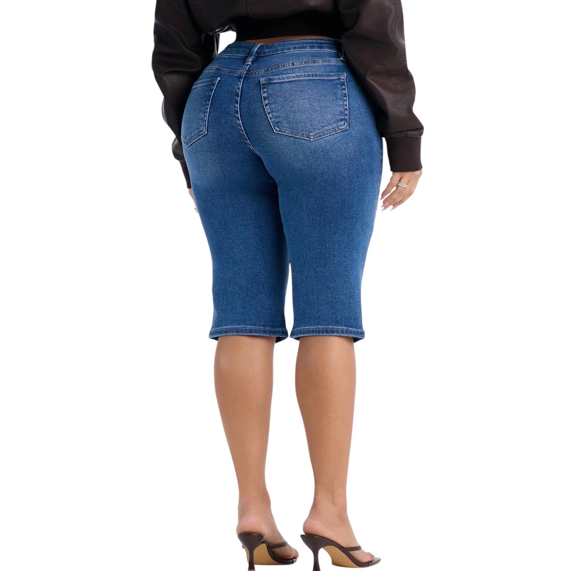 Caught The Vibe Mid Rise Stretch Skinny Capri Jeans Dark Wash