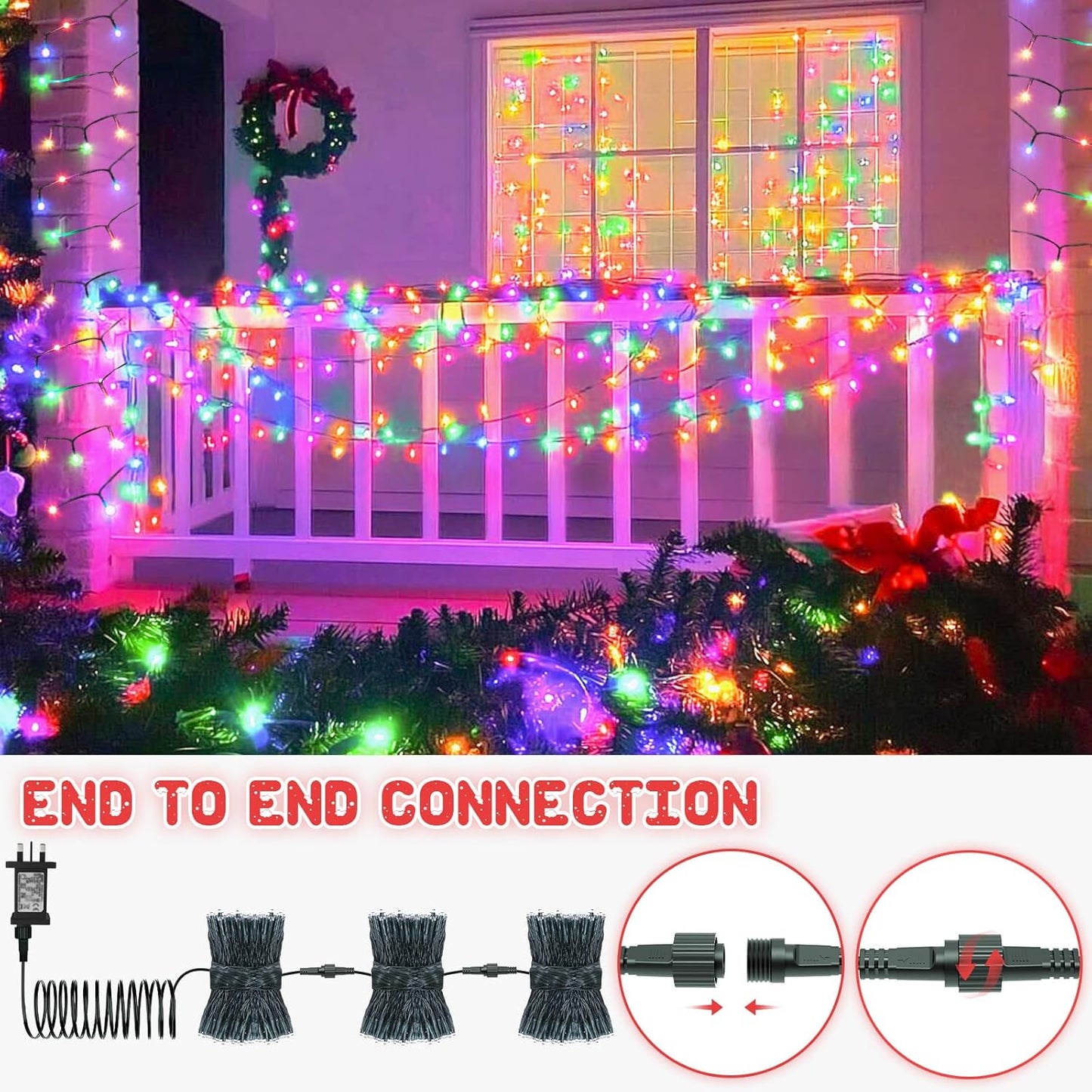 Christmas String Lights, 400LED 40M Christmas Tree Lights Indoor & Outdoor Connectable Plug in 8 Modes Twinkle Fairy Lights for Indoor Room Wall Tree Party Wedding
