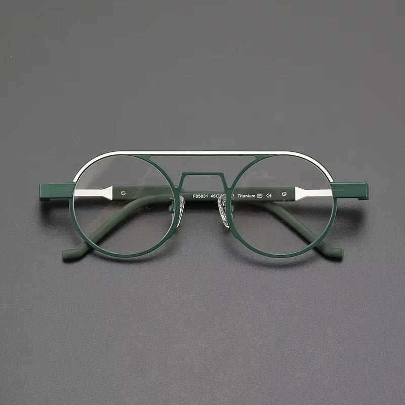 Color High-Quality Ultra-Light Pure Titanium round Glasses Frame Retro Fashion Travel Leisure Niche Anti-Blue Optical Glasses