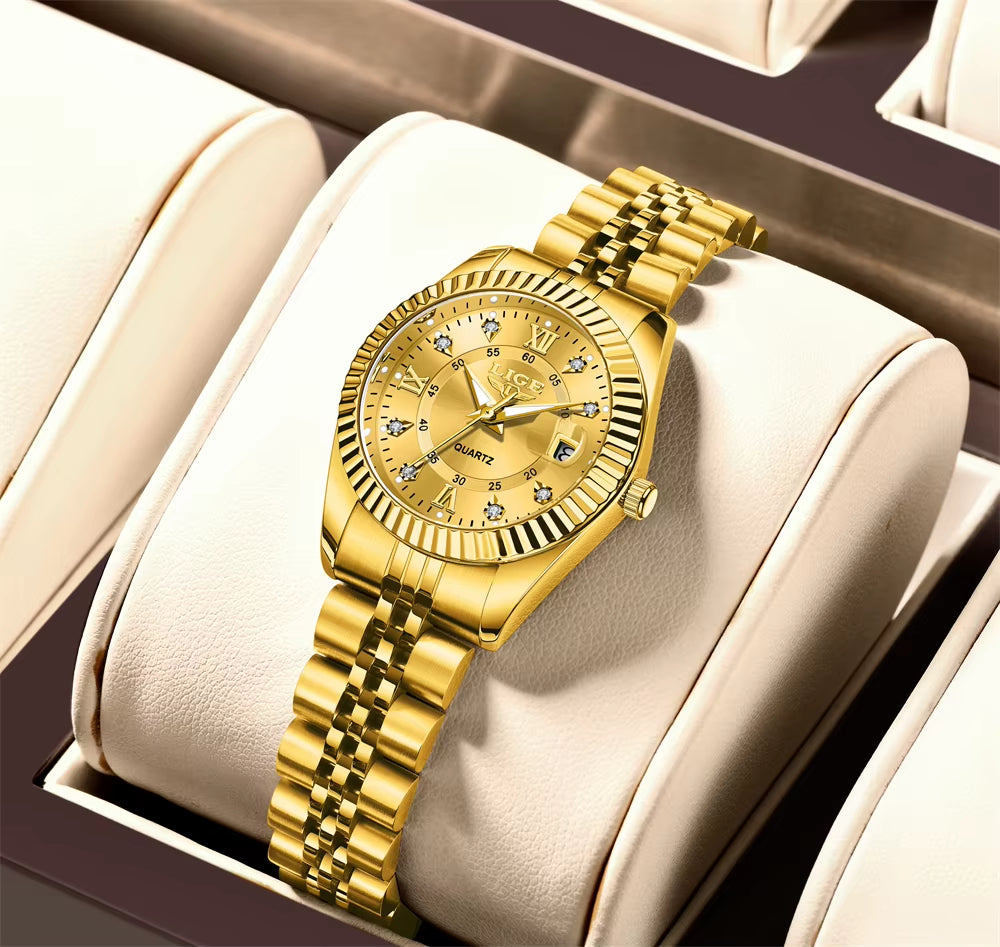 Fashion Woman Watch Stainless Steel Waterproof Auto Date Elegant Ladies Wristwatch Luxury Original Quartz Watch for Women