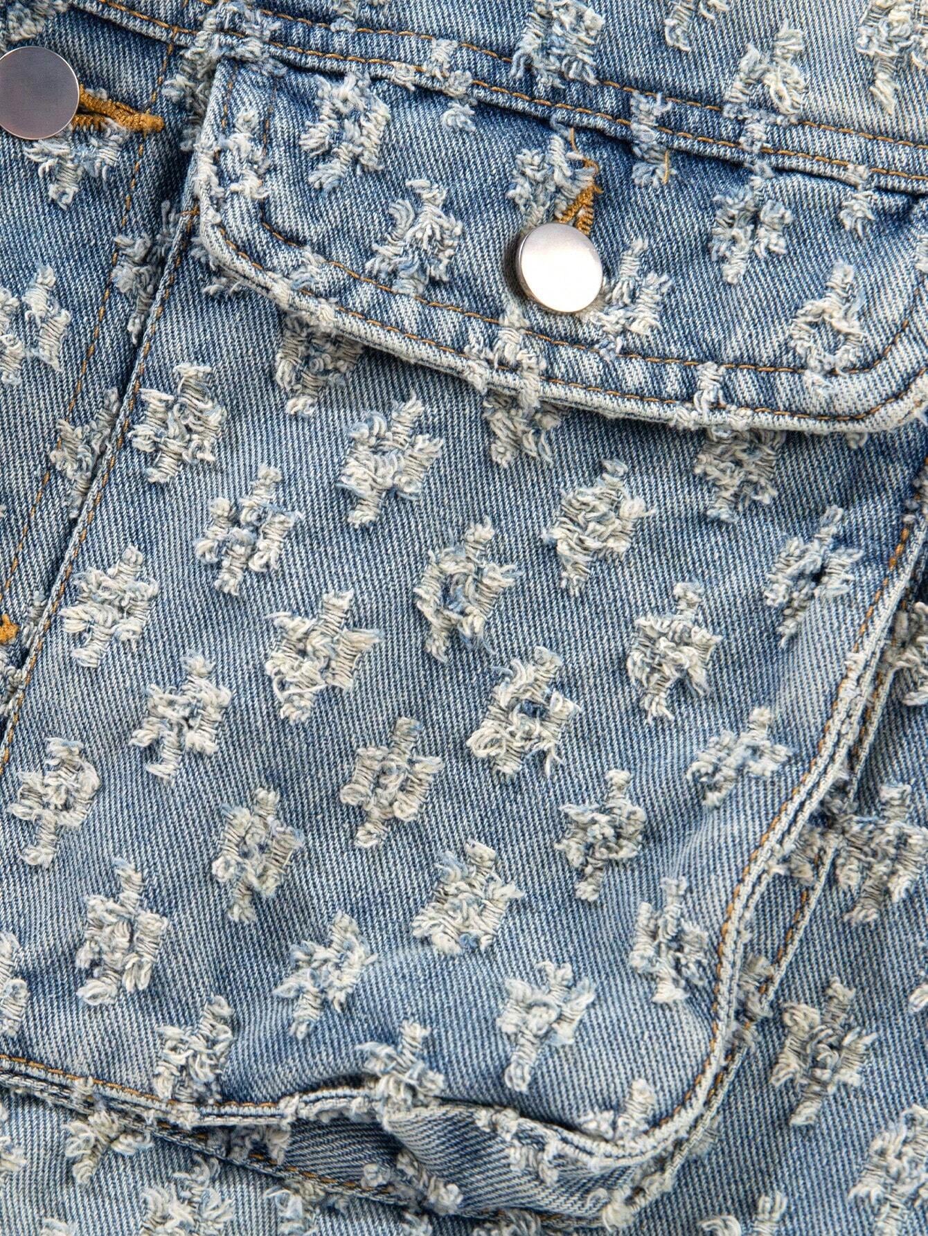 Men'S Retro Streetwear Fashion American Style Floral Print Denim Jacket, & Niche