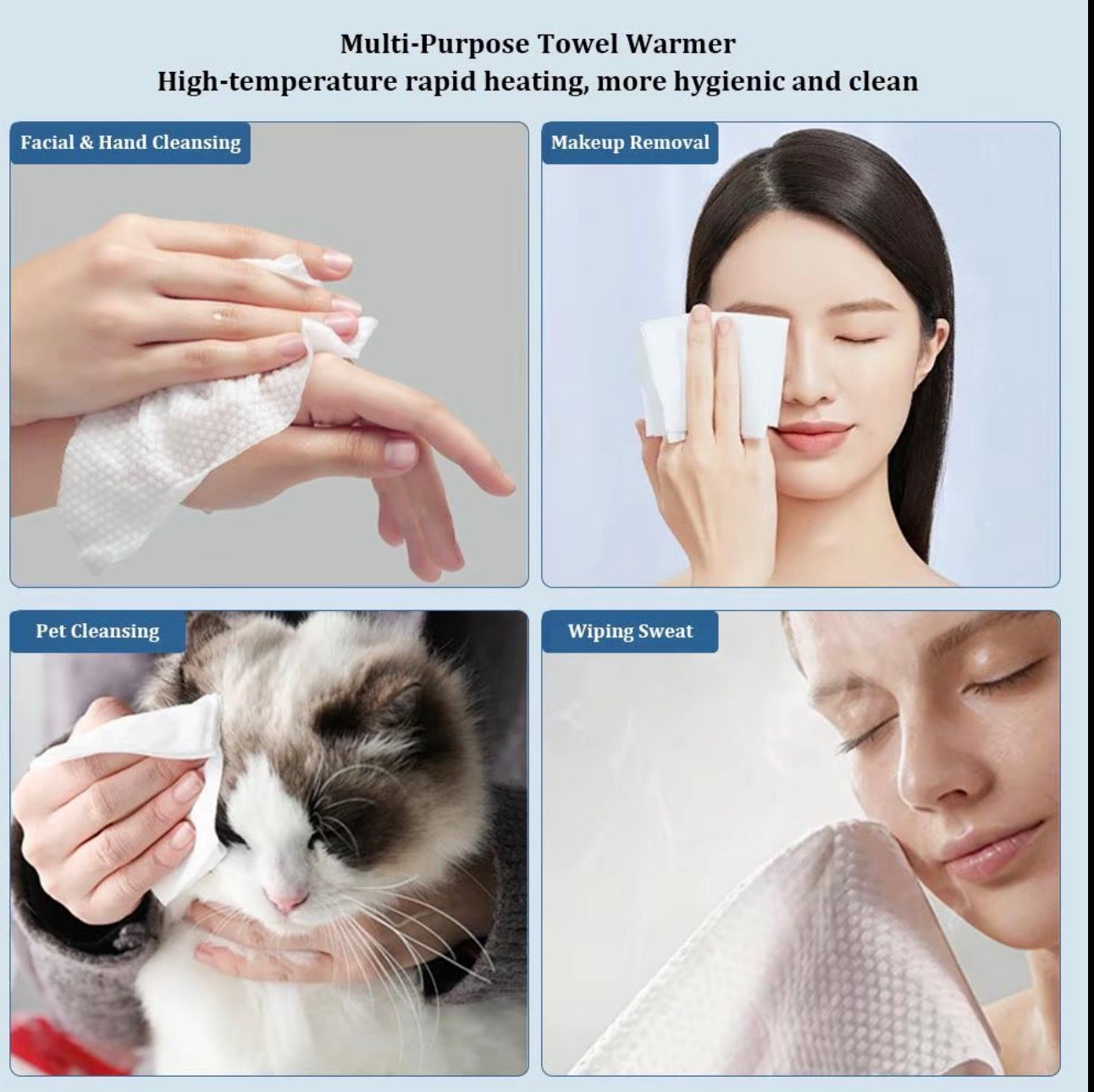 Livefull Smart Hot Face Towel Heater Machine CL01, 5s Fast Heating & 55°C Constant Temperature, Auto Dispensing Towel Warmer with Smart Voice Alerts, Includes 20 Compressed Towels, Luxury Home Spa