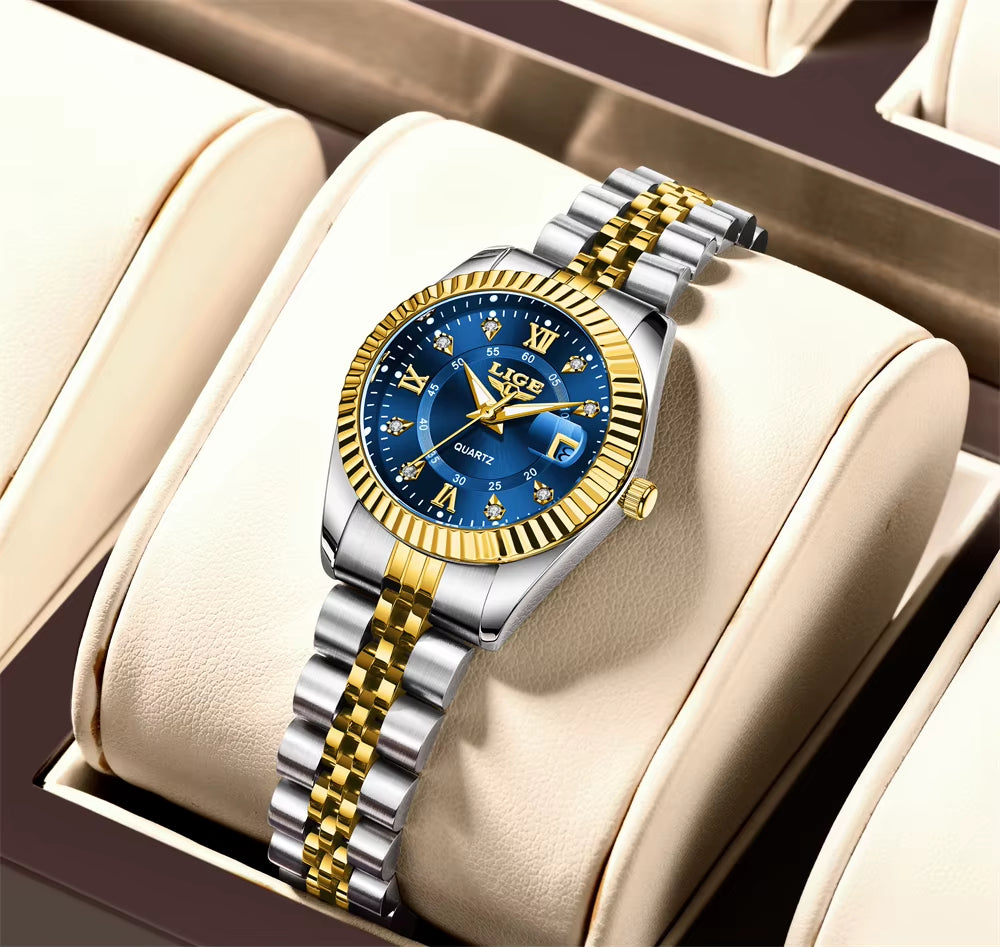 Fashion Woman Watch Stainless Steel Waterproof Auto Date Elegant Ladies Wristwatch Luxury Original Quartz Watch for Women