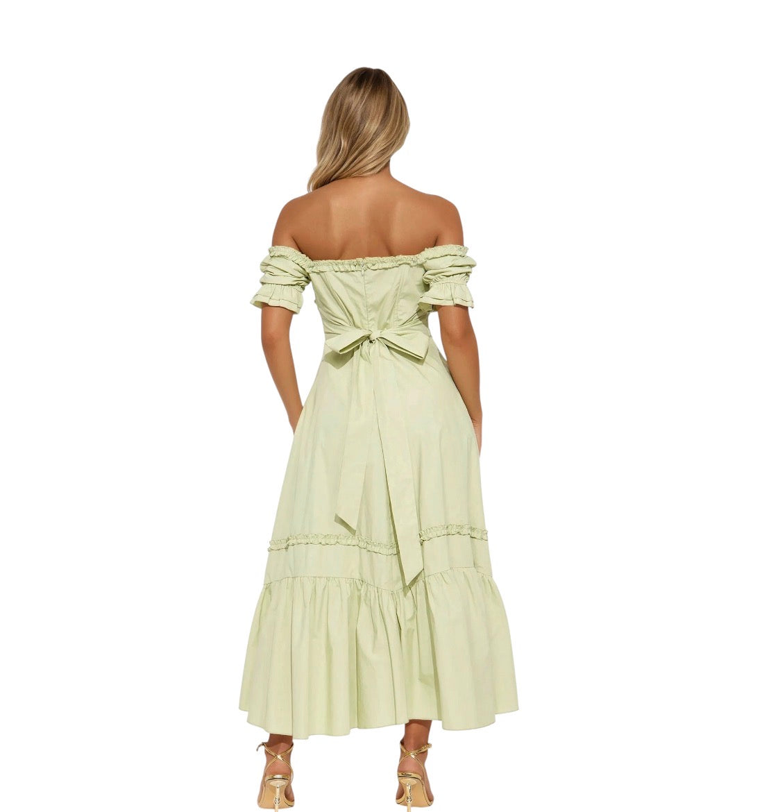 Ellsie Off Shoulder Midi Dress Sage