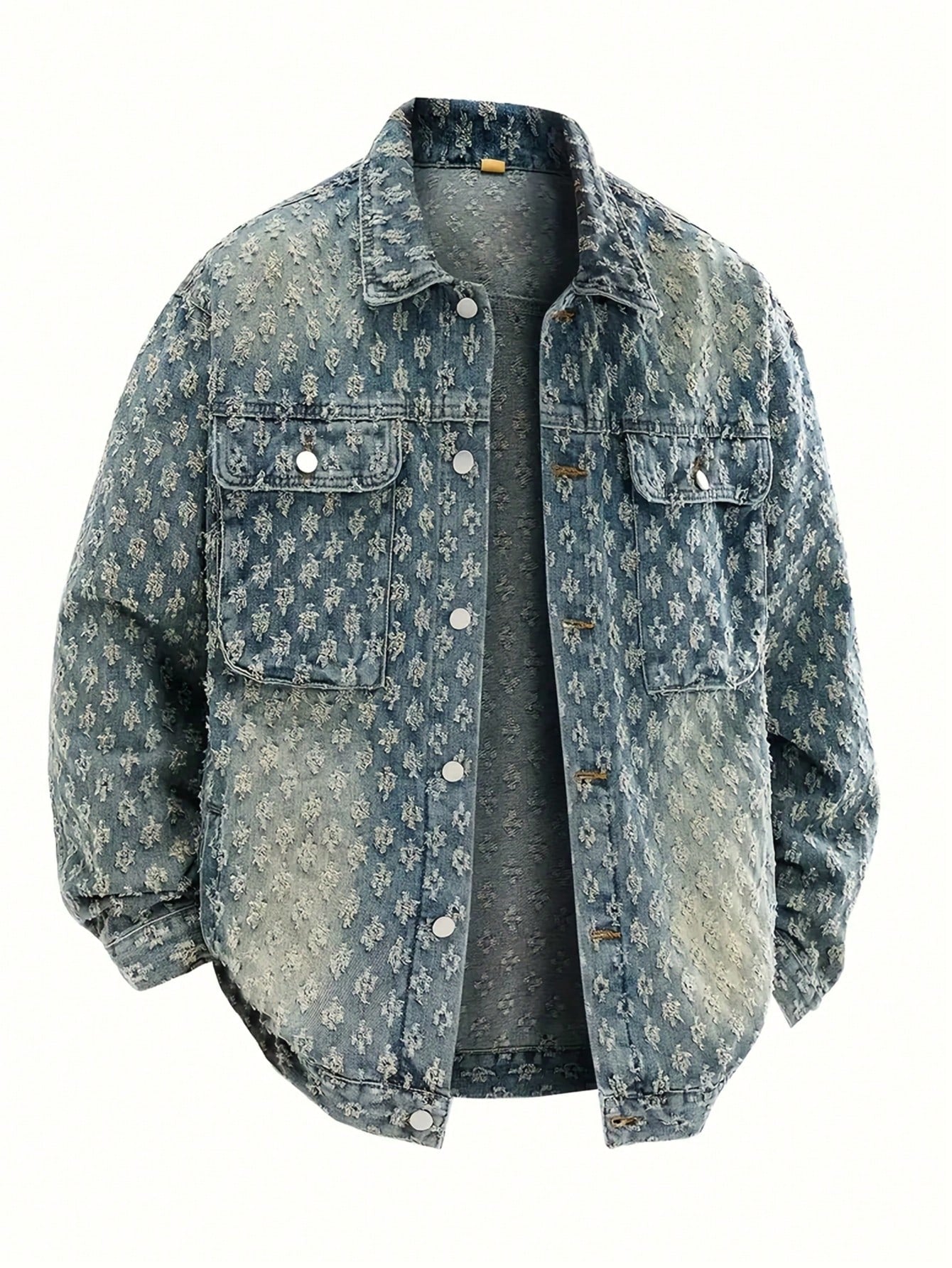 Men'S Retro Streetwear Fashion American Style Floral Print Denim Jacket, & Niche