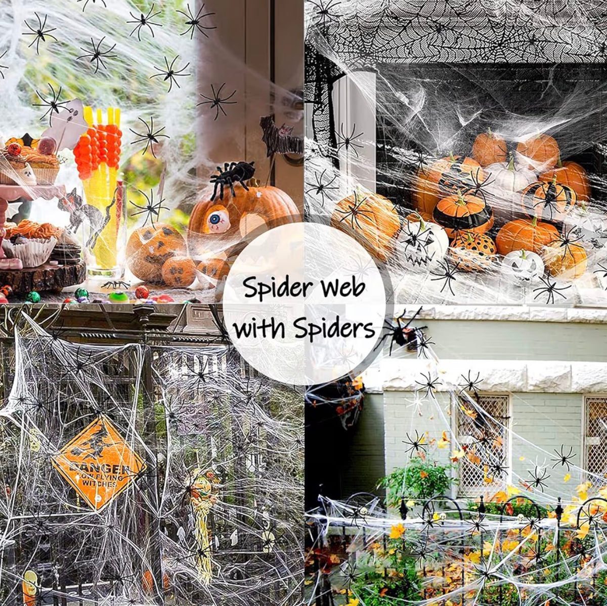 300g Halloween Spider Web Decoration with 50 Spiders | Up to 1,500 Sq. Ft.