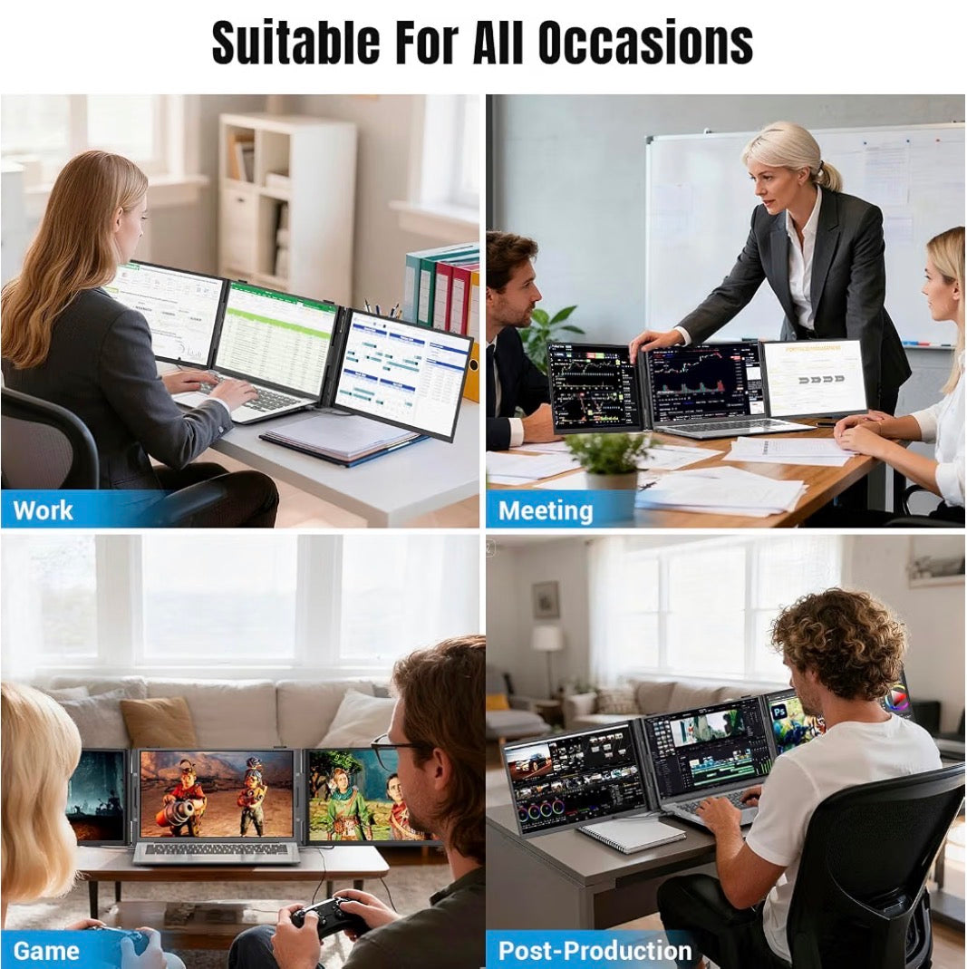 14-inch 1080P Laptop Screen Extender Ultra-Thin IPS Triple Monitor