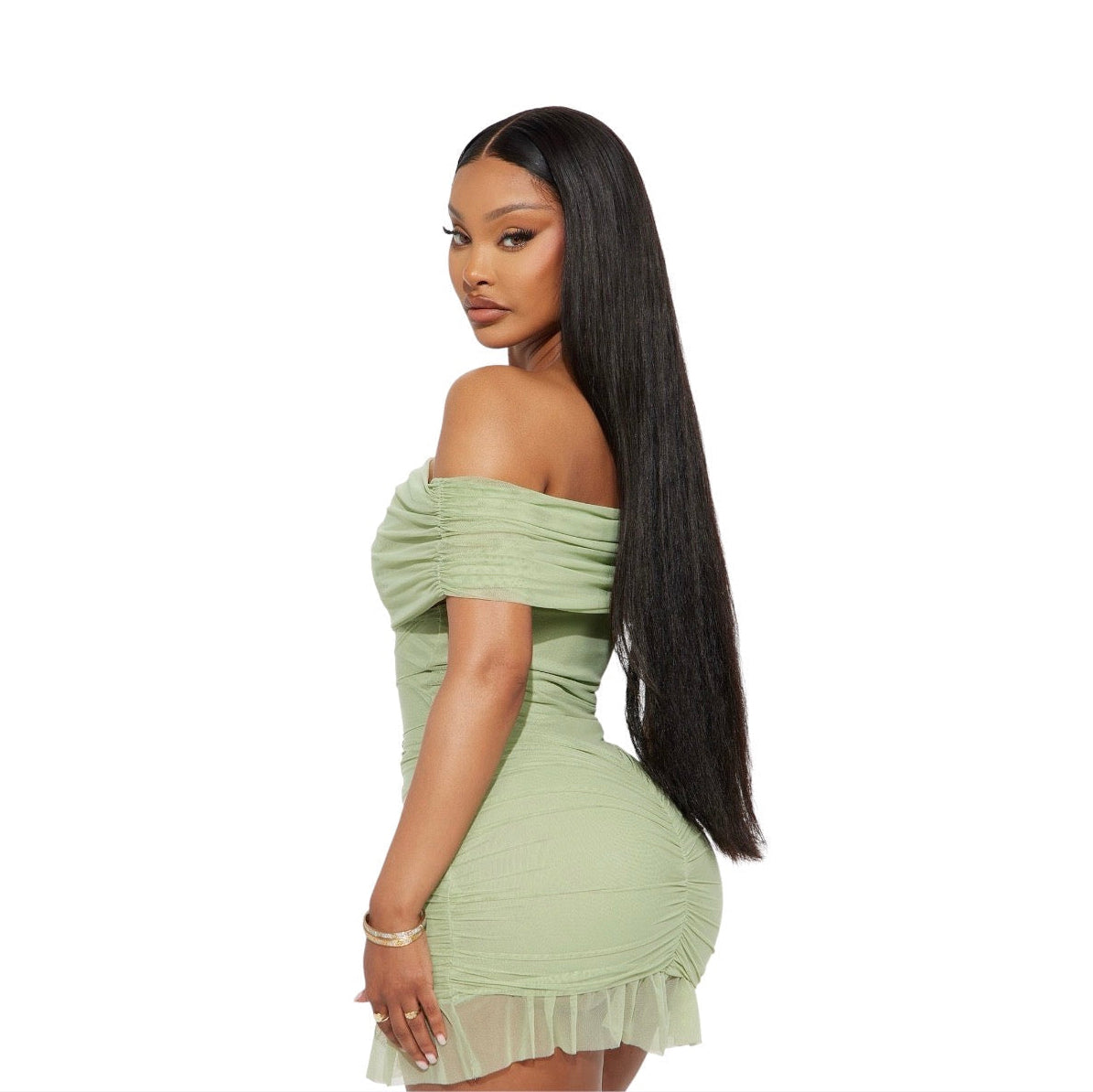 Lovely Day Mesh Mini Dress Sage