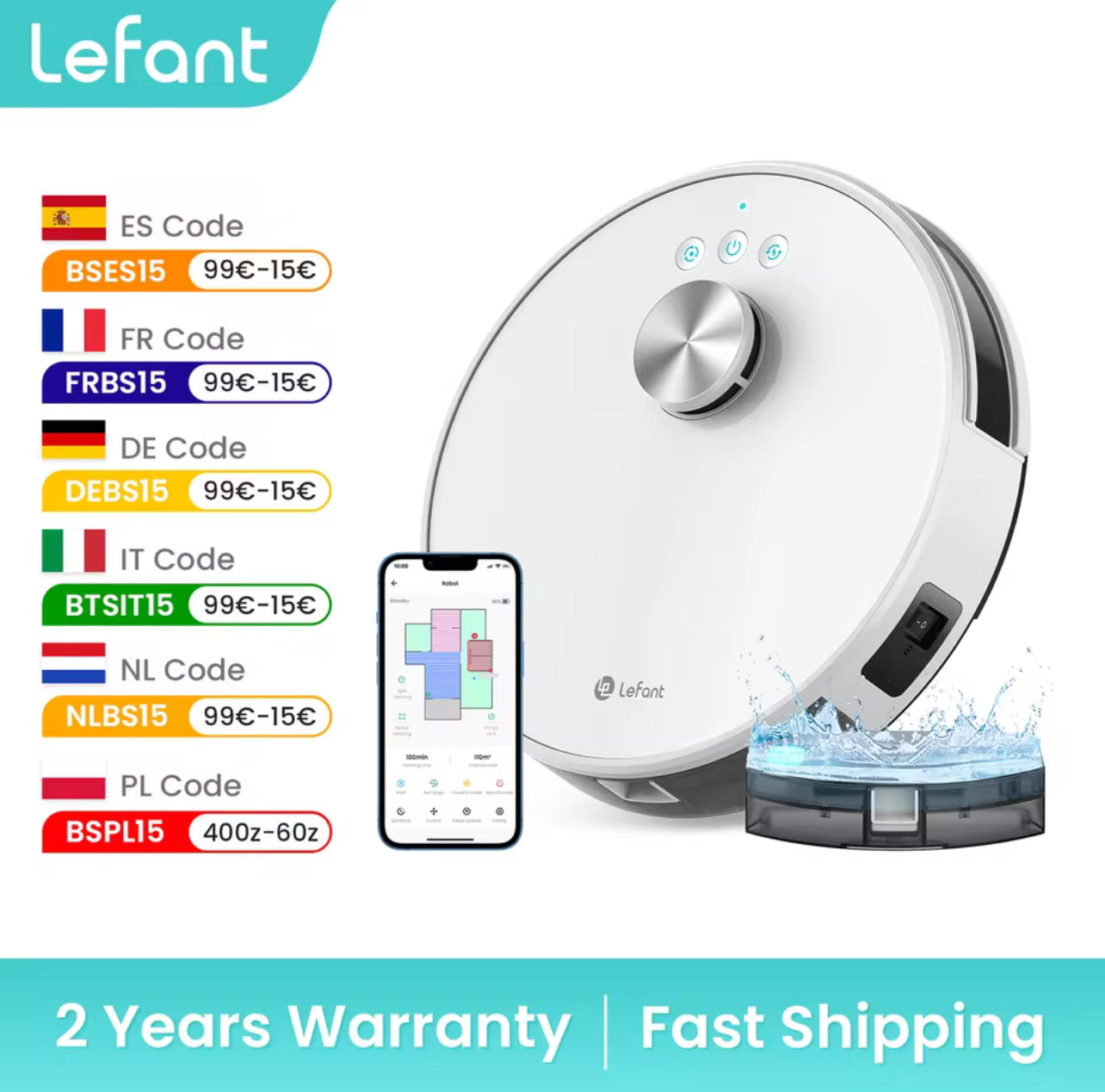 Lefant M1 LDS Robot Vacuum Cleaner – Multi-Plane Mapping, 4000Pa Suction, App & Alexa Control, Ideal for Pet Hair