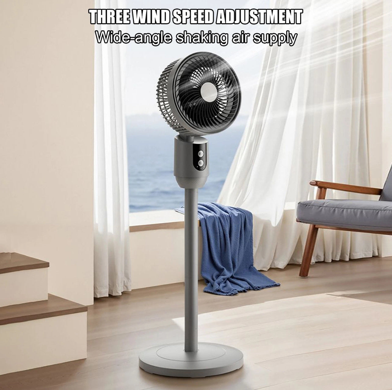 Oscillating Cyclone Pedestal Fan – Adjustable Height & 3 Speeds | Powerful Cooling for Home or Office