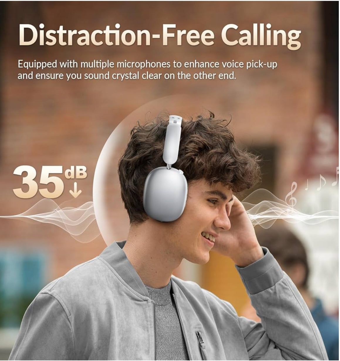 Wentronic Y02 Active Noise Cancelling Headphones,60H Battery,5 EQ Music Modes,Hi-Res Audio,Deep Bass,Foldable Wireless Over Ear Bluetooth 5.4 Headset,Breathable Leather Earpads