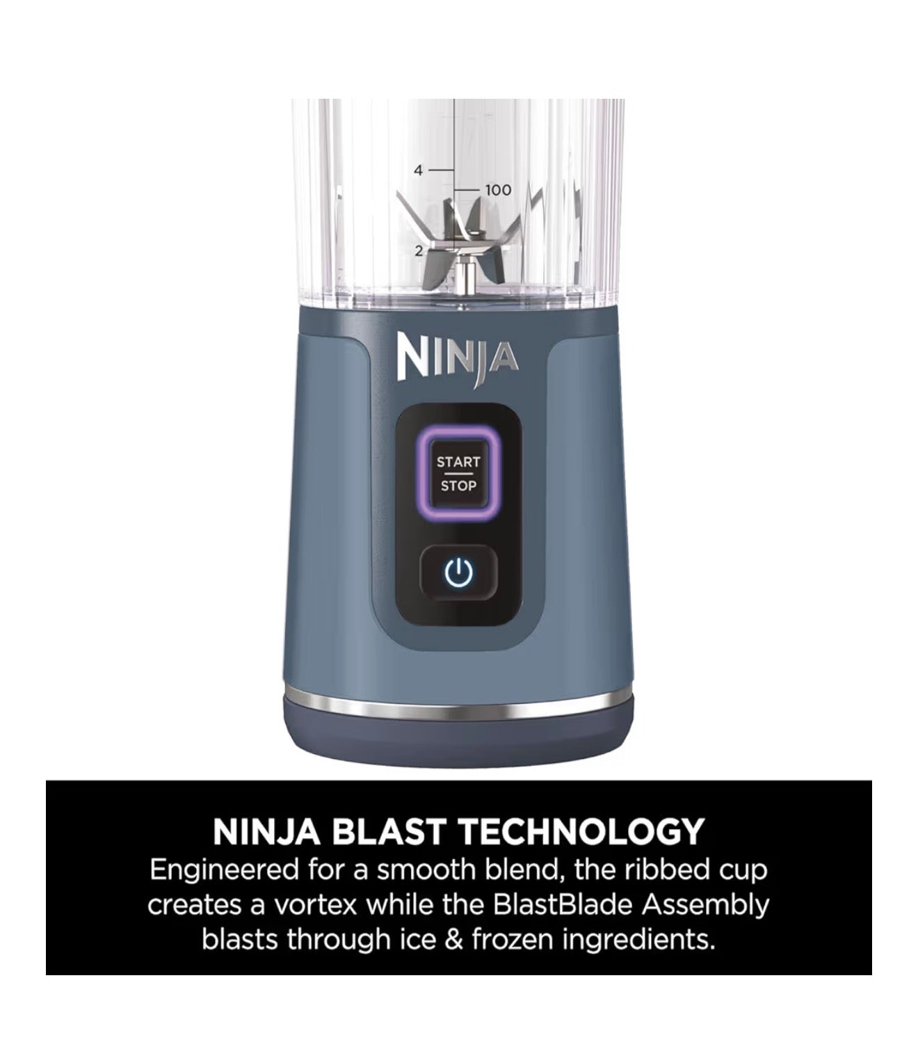 Blast Portable Blender, 530ml, Leakproof Lid & Sip Spout, Powerful Cordless Mini Blender, Rechargeable, Portable Smoothies, Protein Shakes, Blends Ice & Frozen Fruit, Denim Blue, BC151UKNV