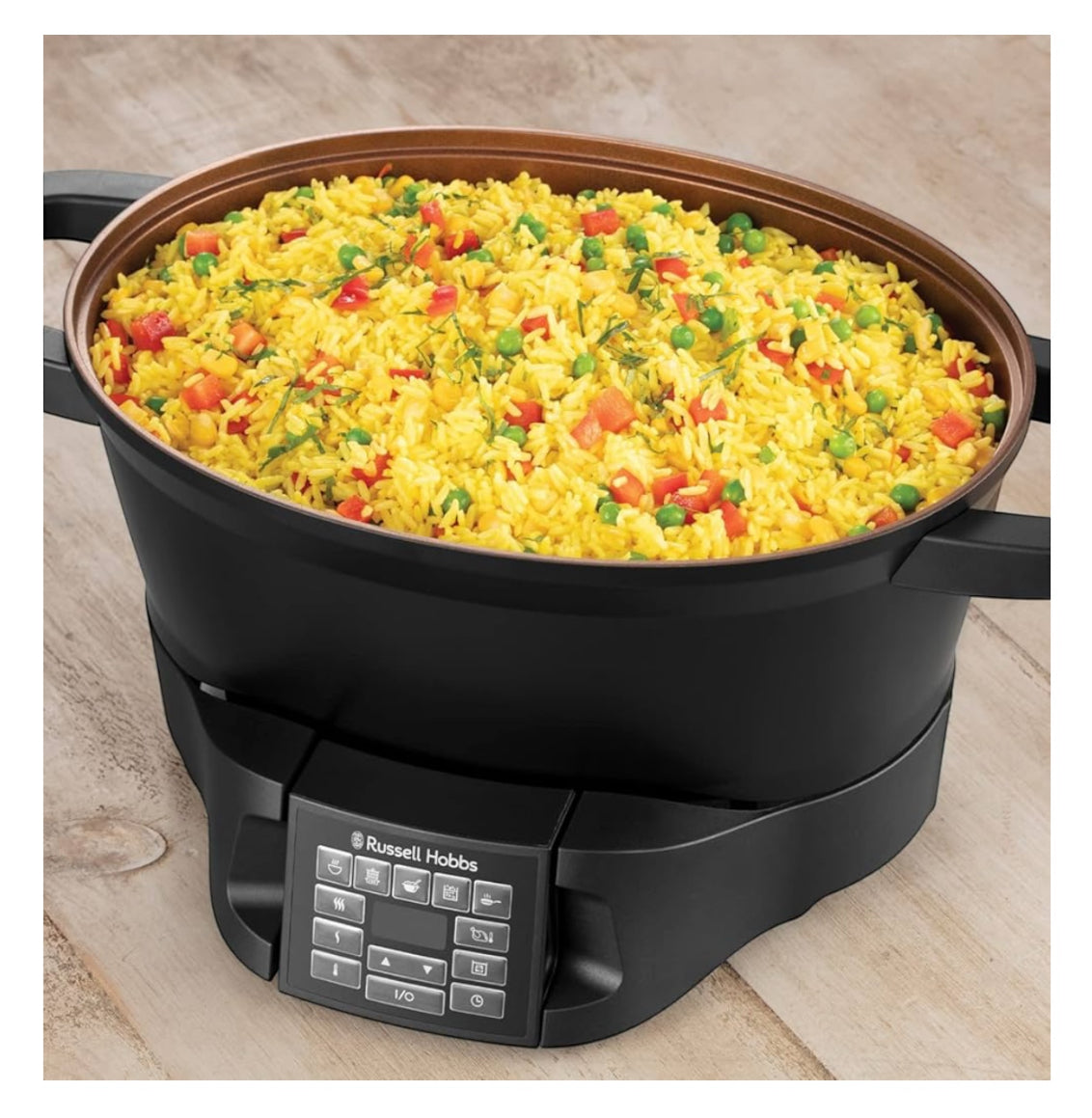 Russell Hobbs Good-to-Go 6.5L Electric Multicooker - 8 Digital functions inc Sear, Slow Cook, Steam, Boil, Keep warm & Roast, Cast aluminium housing, Glass lid, Dishwasher safe parts, 750W, 28270