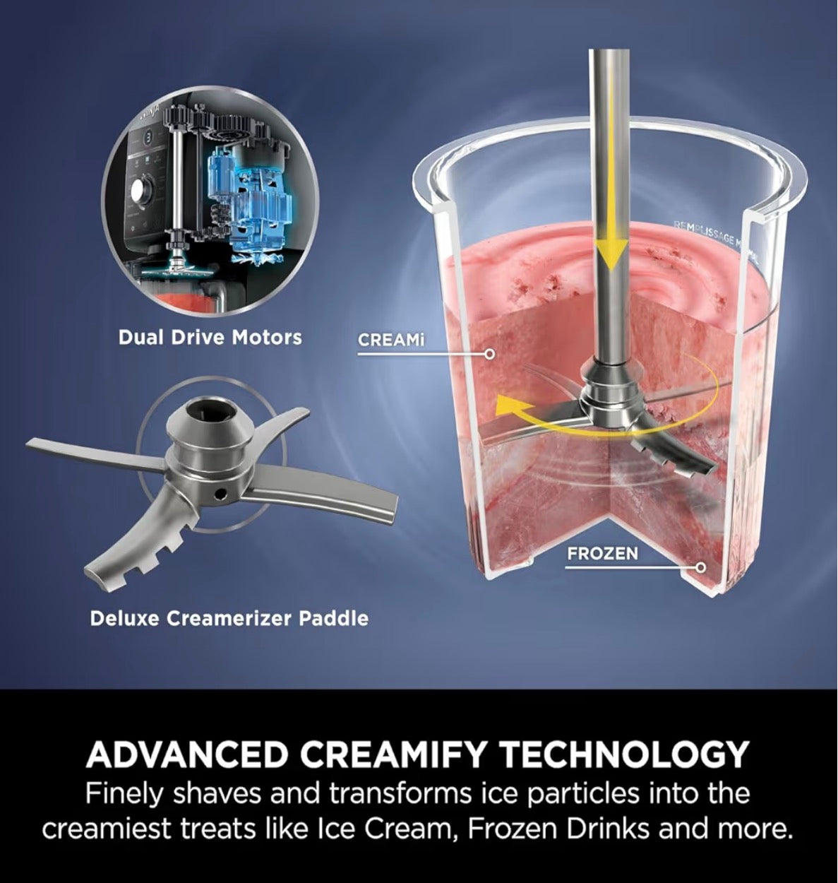 Deluxe Ice Cream Maker and Frozen Dessert Maker with 3 Tubs, 10 Functions, Makes Ice Cream Slushi and More, 2-in-1 Flavour Option, Stone Gold, NC501UKSTGD