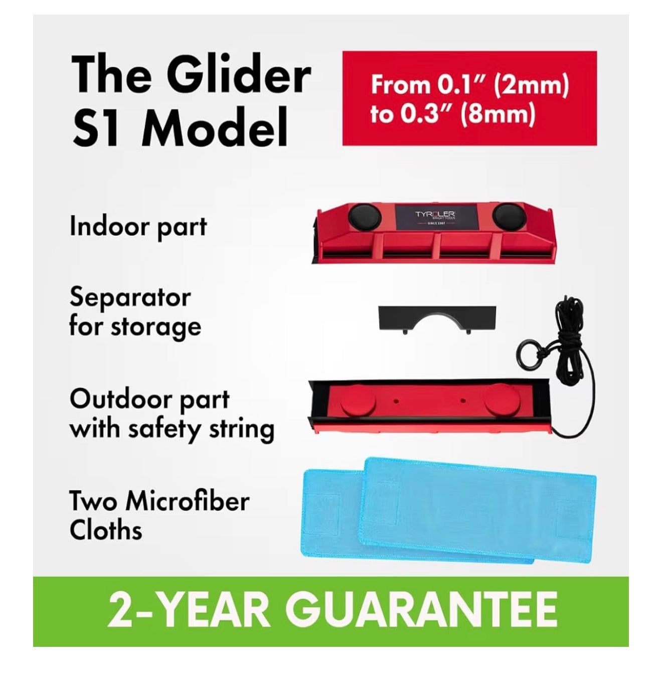 Tyroler Glider D-3 Magnetic Window Cleaner for Double Glazing UK | Magnet Window Cleaners for Double Glazed Windows 20-28mm Only