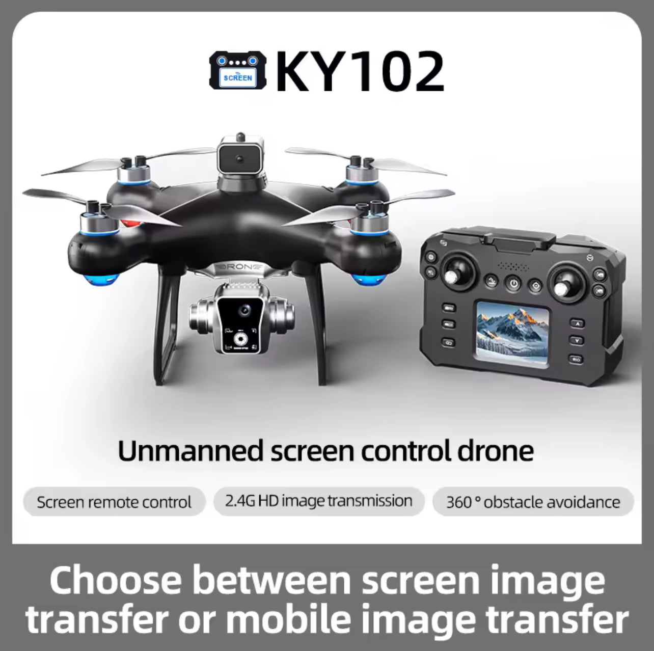KY102 RC Drone 5G Brushless 8K Dual Camera with Screen Obstacle Avoidance Aerial Photography Four-Axis RC Helicopter Drone Toys