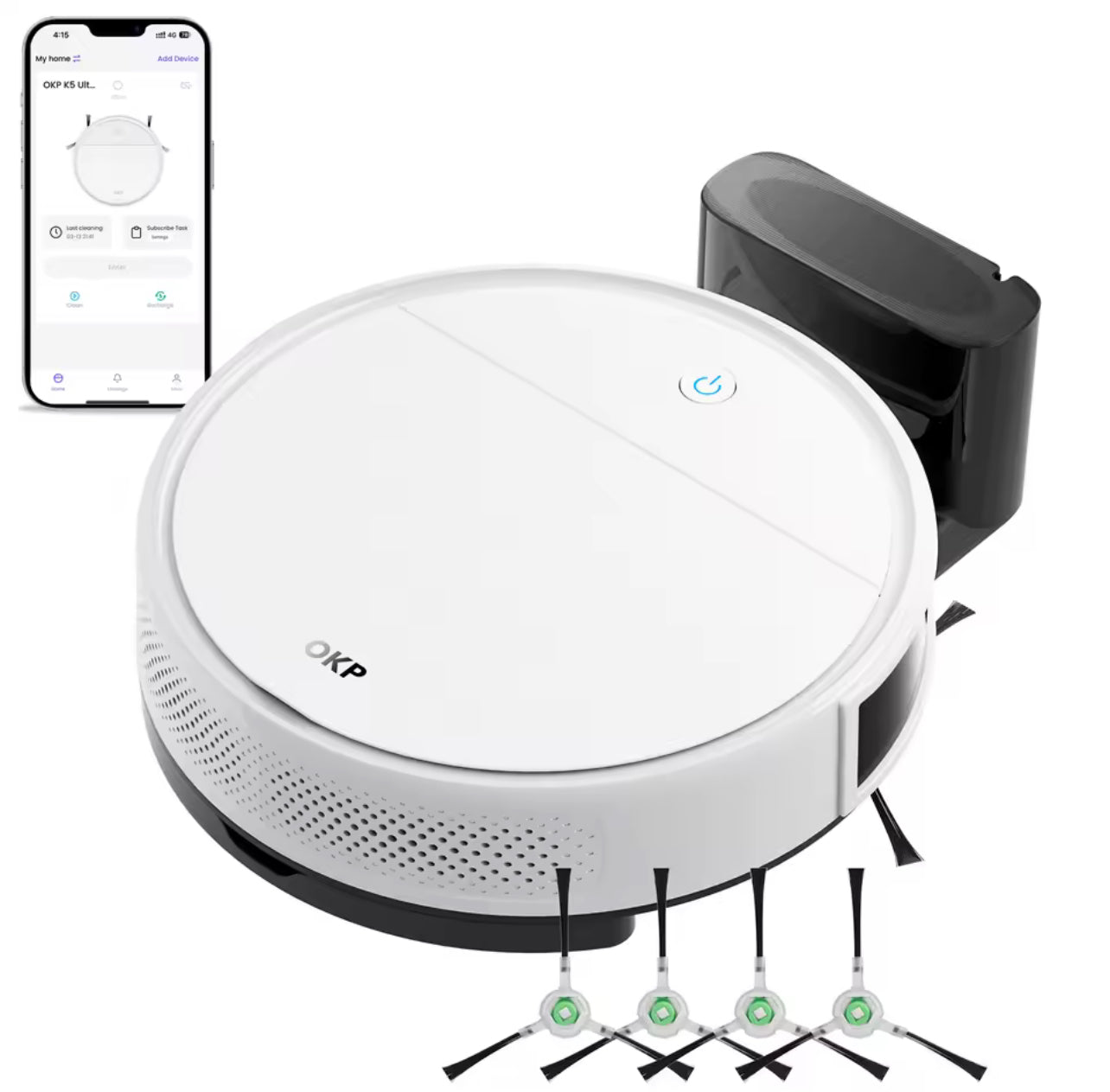 OKP K5 Ultra Robot Vacuum Cleaner – 5500Pa Suction, ToF Laser Mapping, 190° Obstacle Avoidance, 200-Min Runtime, App Control