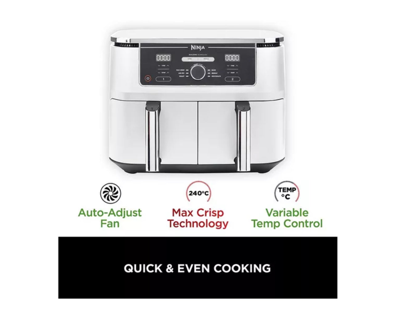 NINJA Foodi MAX Dual Zone AF400UKWH Air Fryer – White & Black