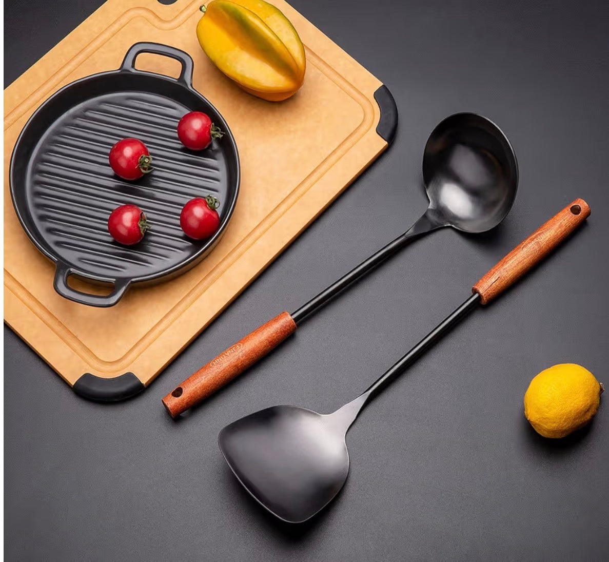 Spatula & Ladle Wok Tool Set, 14.2-15 inches wok utensils, Stainless Steel wok spatula