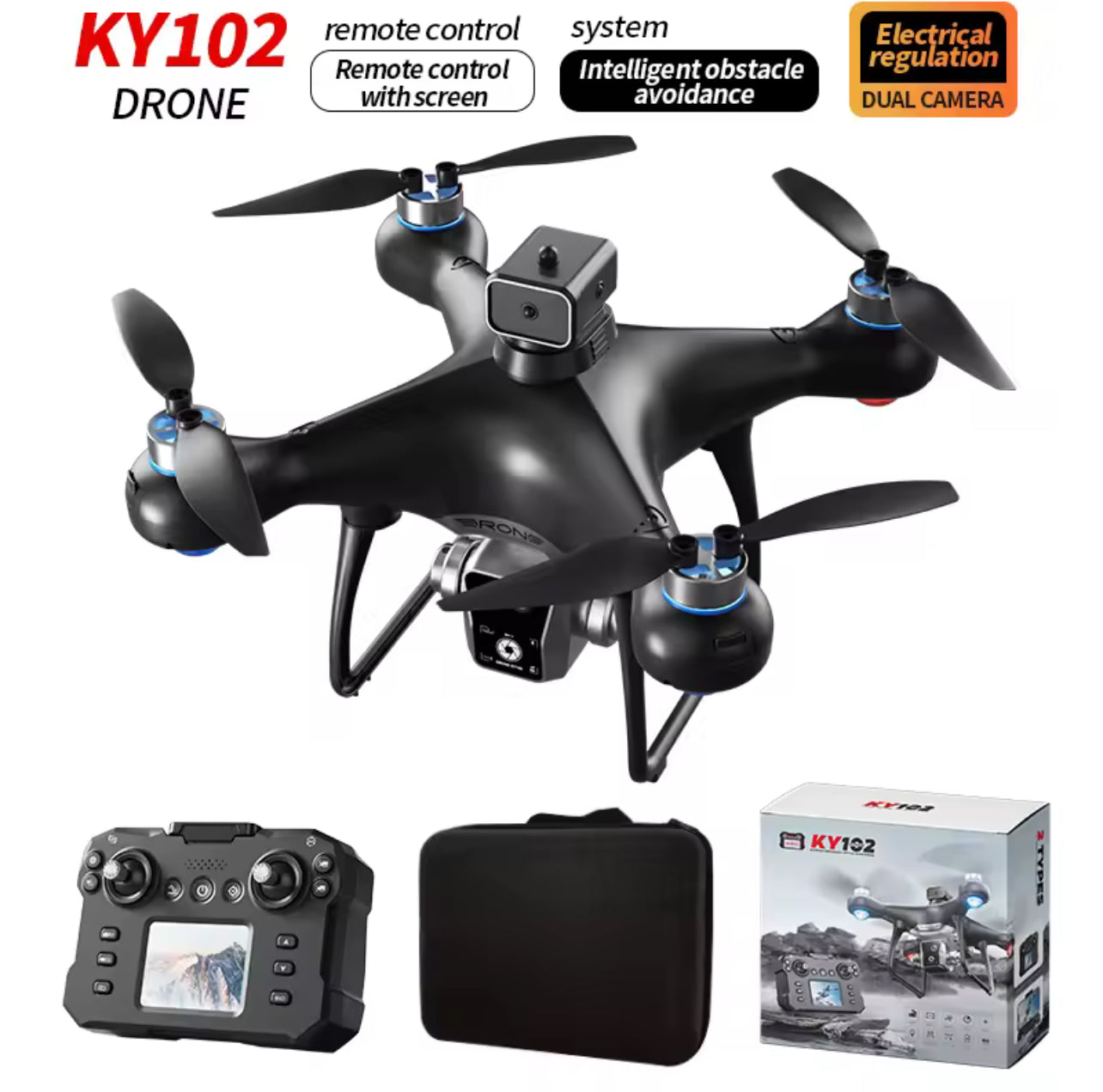 KY102 RC Drone 5G Brushless 8K Dual Camera with Screen Obstacle Avoidance Aerial Photography Four-Axis RC Helicopter Drone Toys