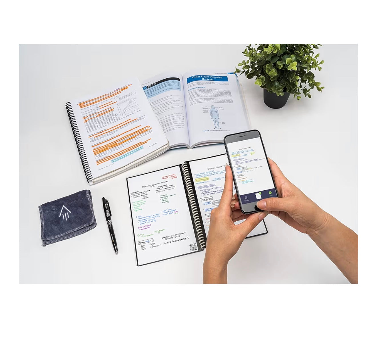 Rocketbook Reusable Digital Notebook - Smart Notepad A5 Black, Wirebound Note Book To Do List Pad, Dotted Paper with Frixion Erasable Pen and Wipe, Office Gadget with Rocketbook App Reduce Paper Waste