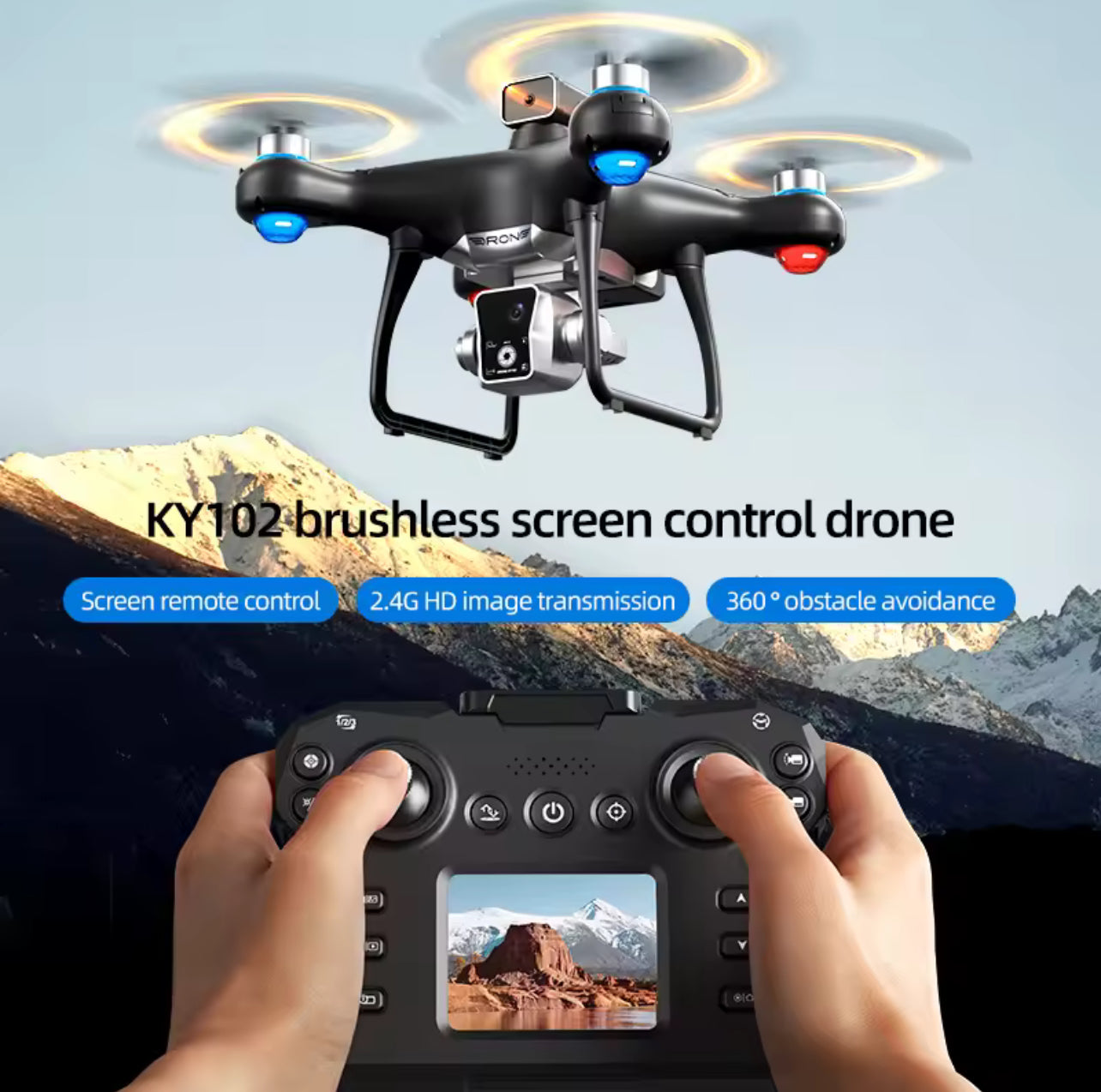 KY102 RC Drone 5G Brushless 8K Dual Camera with Screen Obstacle Avoidance Aerial Photography Four-Axis RC Helicopter Drone Toys