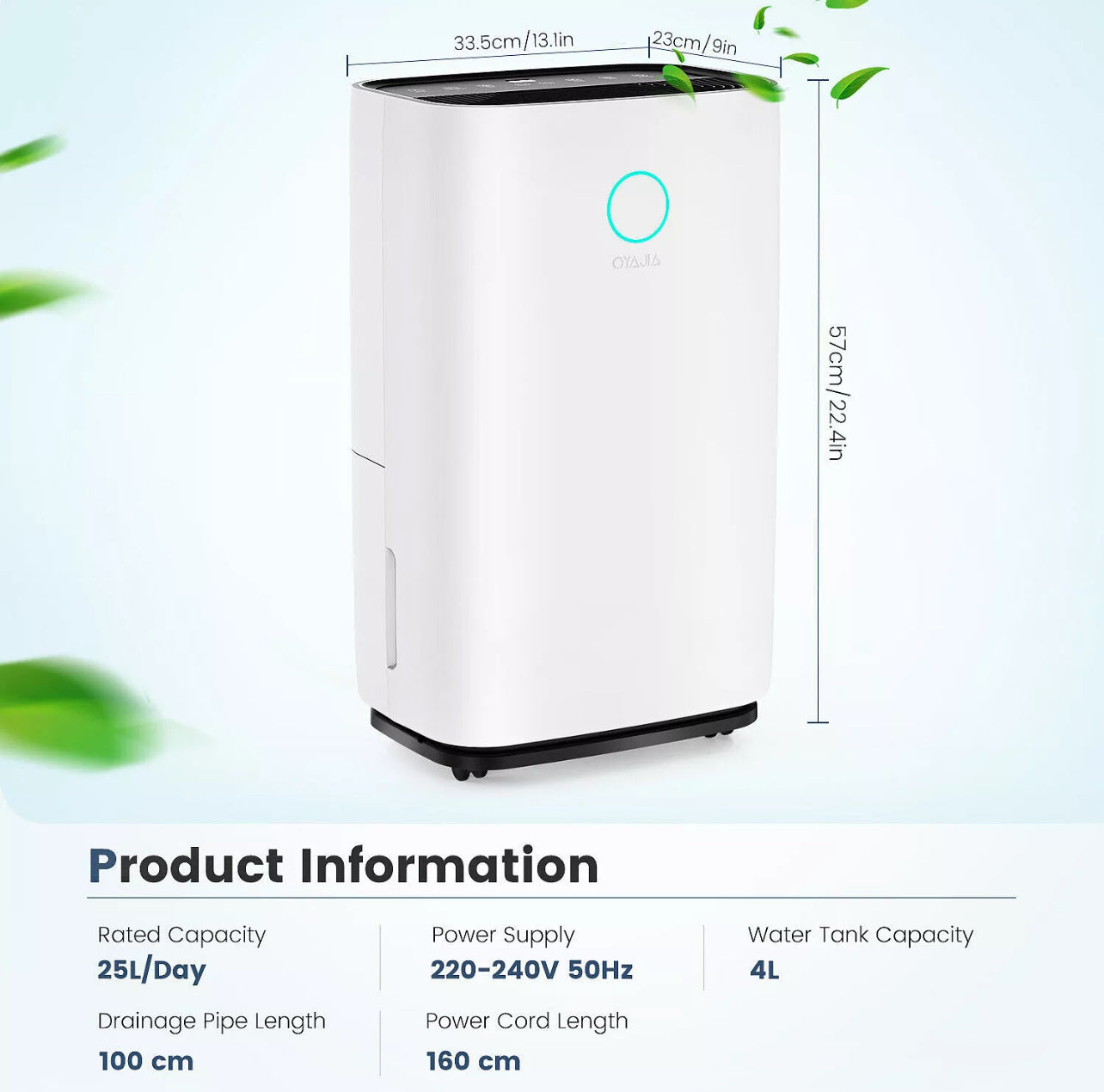 25L Dehumidifier & Air Purifier with Humidistat & LCD Display – Ideal for Home & Laundry Use (UK Plug)