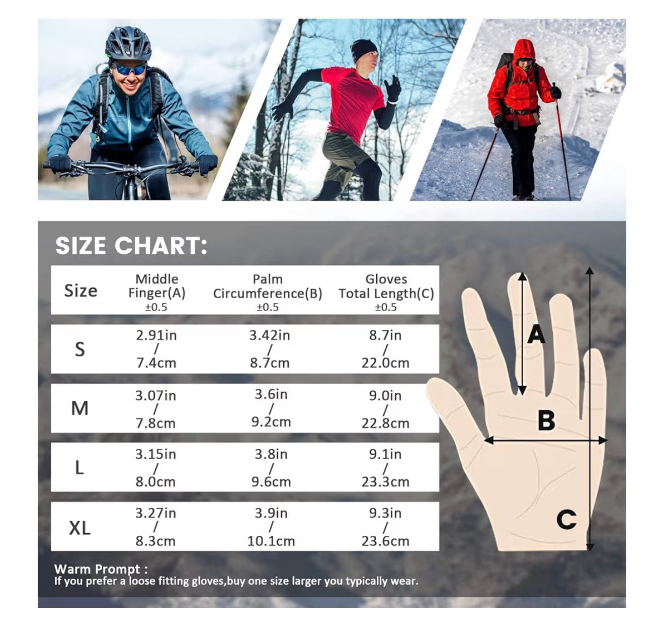 LERWAY Winter Warm Gloves, Touchscreen Gloves Windproof Water-Resistant Thermal Non-slip MTB Gloves Black for Men Women Running Driving Cycling Climbing Hiking Skiing