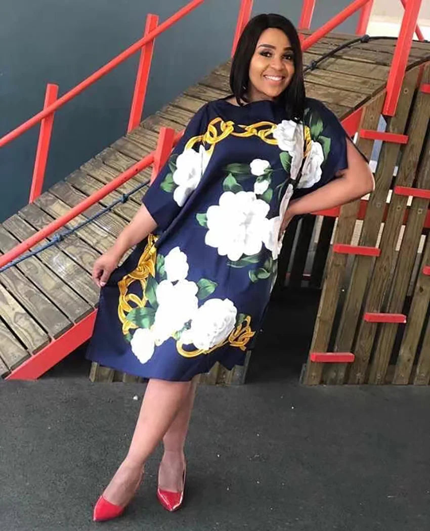 Africa Fashion Blogger Recommend Popular Printed Silk Kaftan Maxi Dresses Loose Summer Beach Bohemian Kaftan Long Dress for Lady