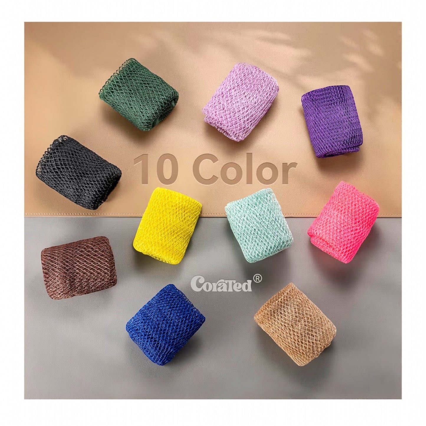 CORATED 2pcs African Exfoliating Net Sponge - Bath & Shower Net Sponges, Scrubbing Net Body, Beauty Skin Cleaning for Shower SPA Massage (Blue & Black)