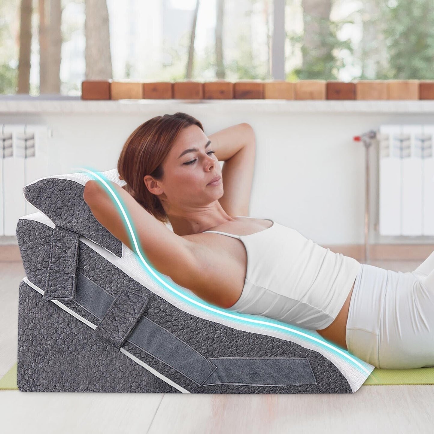 20-in-1 Memory Foam Bed Wedge Pillow for Ultimate Back Support and Comfort