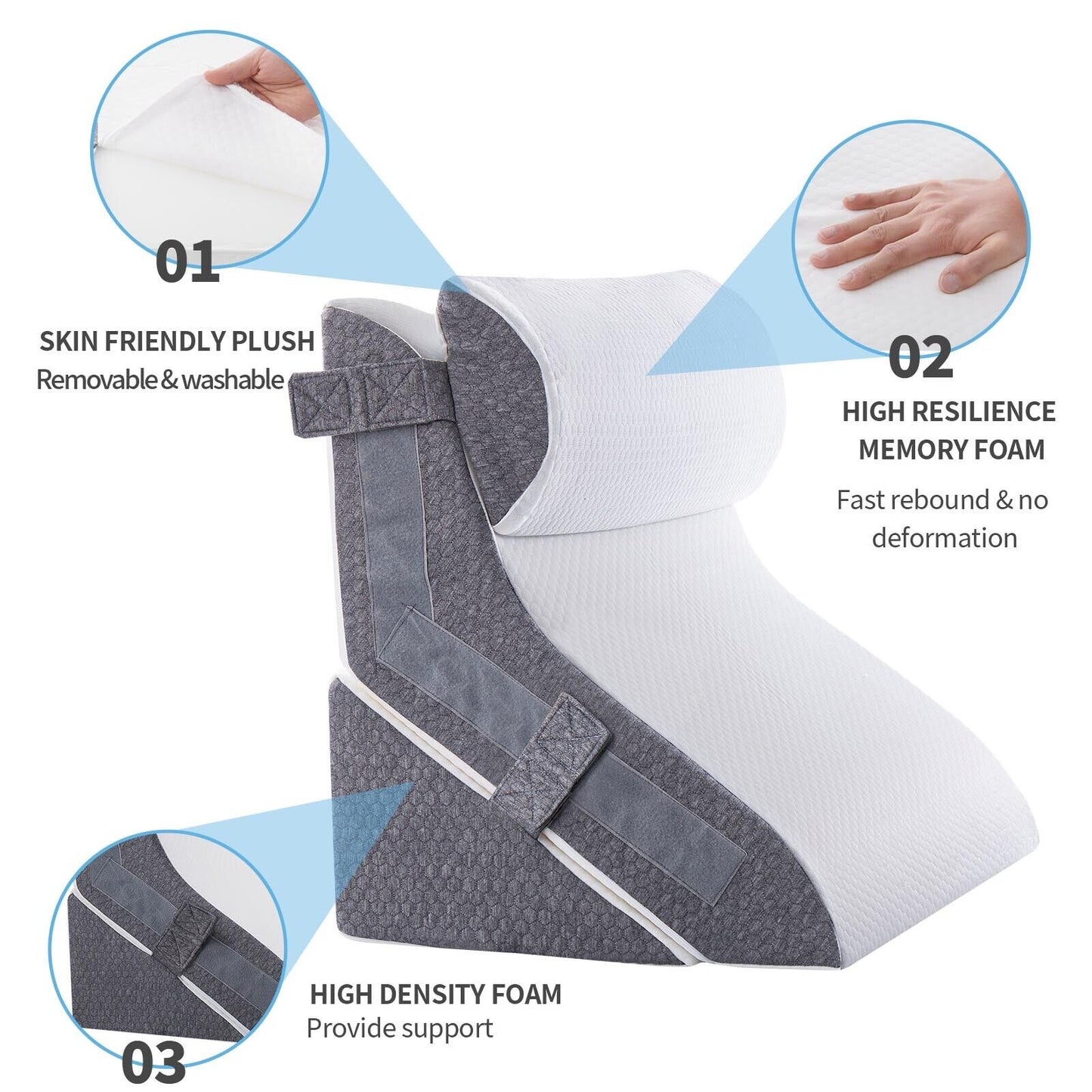 20-in-1 Memory Foam Bed Wedge Pillow for Ultimate Back Support and Comfort