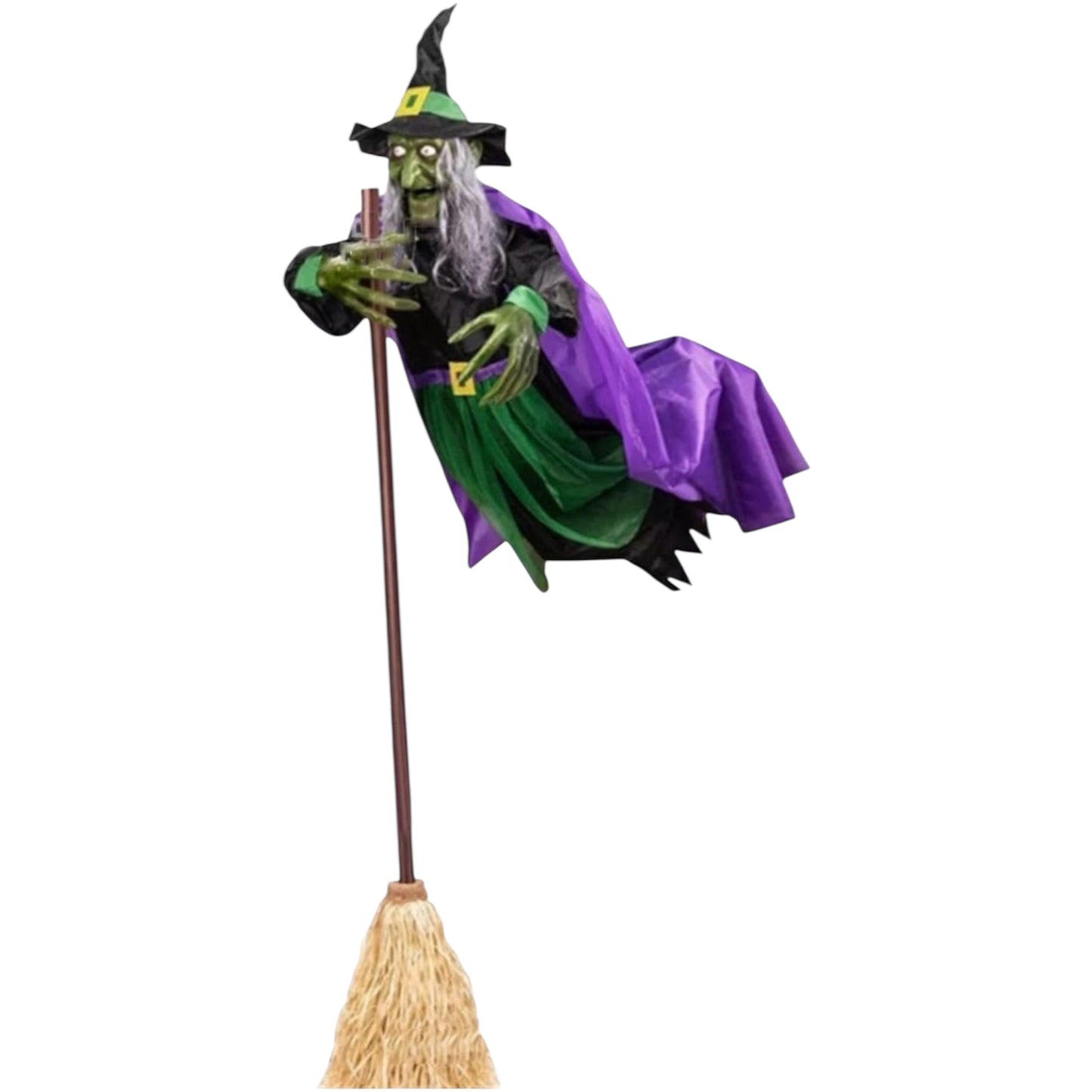 Halloween Animated Decorations Outdoor Scary Flying Hover Witch - 6Ft Flying Witch Decorations | Halloween Animated Props with Scary Sounds and Lights for Outdoor Garden Yard Halloween Decor