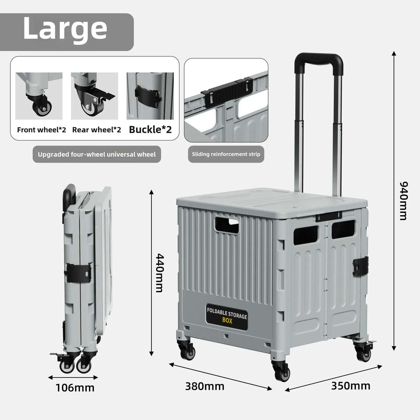 Camping and Storage Boxhome Multifunctional Grocery Cart, Portable and Foldable Shopping Cart, Outdoor Trolley Cart, Stall,