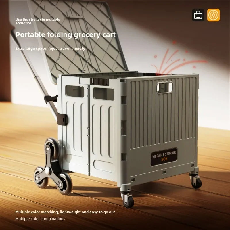 Camping and Storage Boxhome Multifunctional Grocery Cart, Portable and Foldable Shopping Cart, Outdoor Trolley Cart, Stall,