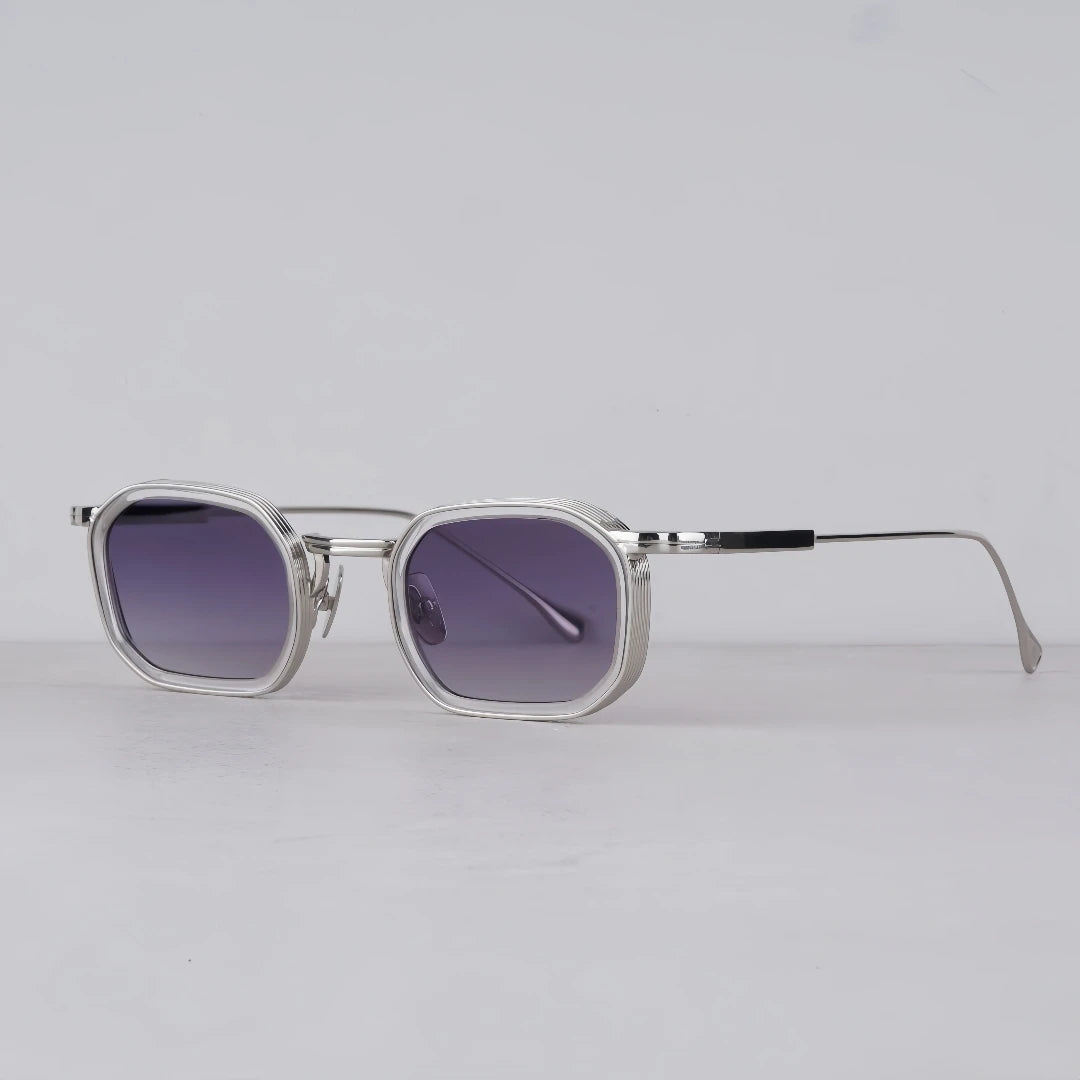 New Heavy Metal Style Luxury Vintage Fashion Octagon Goggles Sunglasses SAMUEL Pure Titanium Acetate UV400 Women Men A+ Quality