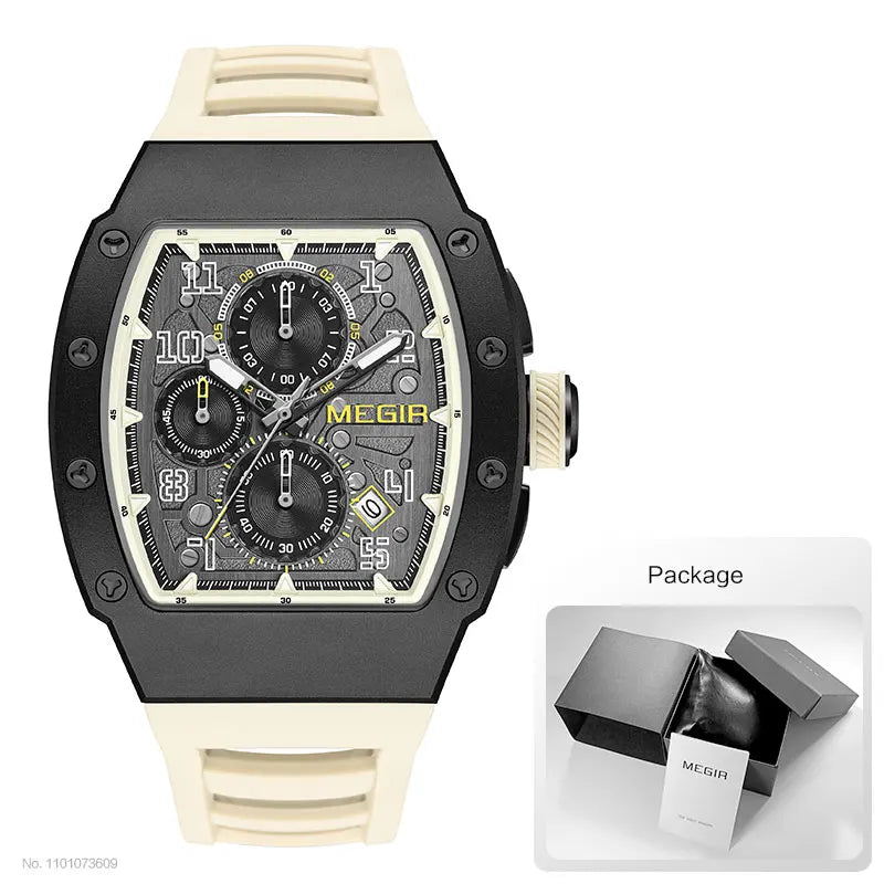 316 Stainless Steel Quartz Watch for Men Fashion Waterproof Luminous Chronograph Wristwatch with Auto Date Silicone Strap
