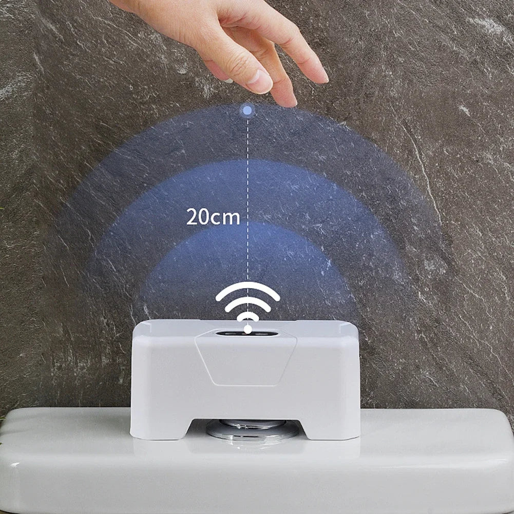 Automatic Toilet Flush Button Induction Toilet Flusher External Infrared Flush Splash-Proof with Wireless Transmitter