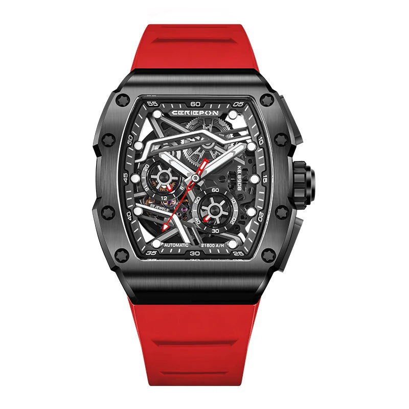 2025 Fashion Customized Mens Watch Skeleton Automatic Mechanical Movement Watches for Man Luxury Brand Rubber Strap Reloj Hombre