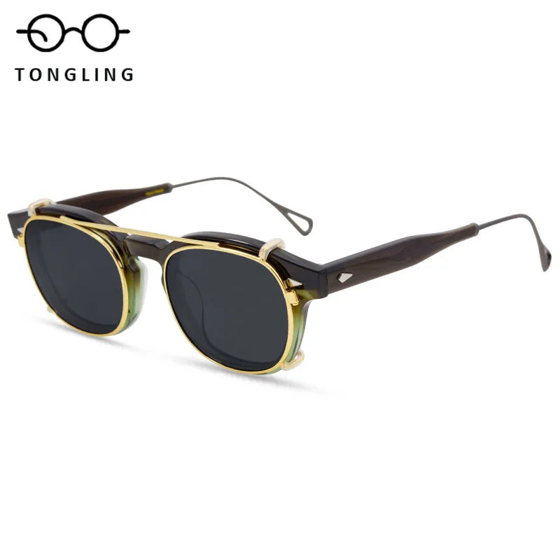 Highend Acetate Sunglasses with Removable Clipon Lenses Dualpurpose Fashionable and Functional for Men Women Outdoor Daily Wear