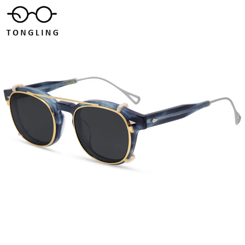 Highend Acetate Sunglasses with Removable Clipon Lenses Dualpurpose Fashionable and Functional for Men Women Outdoor Daily Wear