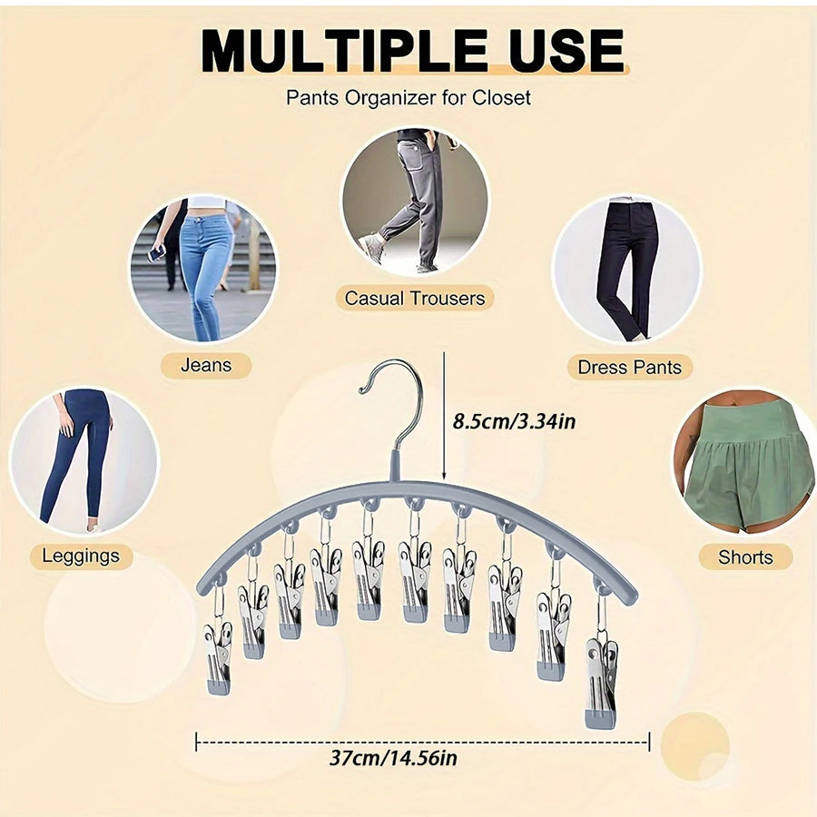 1/2/3PCS Closet Storage Hanger with 10 Clipshangs 40 Pairs of Leggingsblack Hangerspace-Saving Hanging Closet Organizer