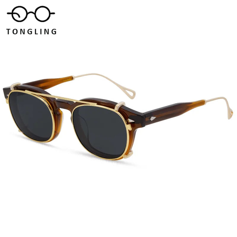 Highend Acetate Sunglasses with Removable Clipon Lenses Dualpurpose Fashionable and Functional for Men Women Outdoor Daily Wear